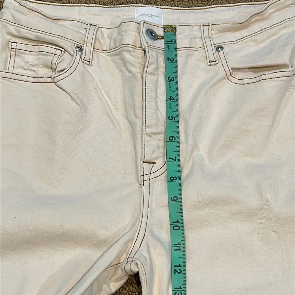 Jonathan Simkhai River High Rise Straight Leg Jeans in Ecru 32 Distressed - Picture 13 of 15